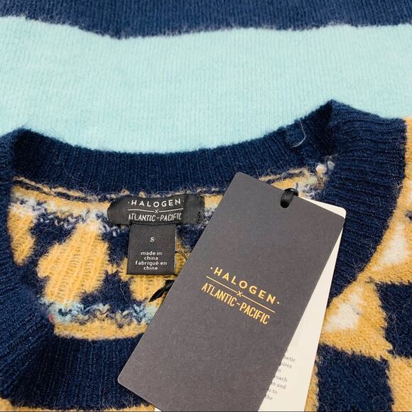 Halogen Atlantic Pacific Blue Navy Crew Sweater - Picture 11 of 12